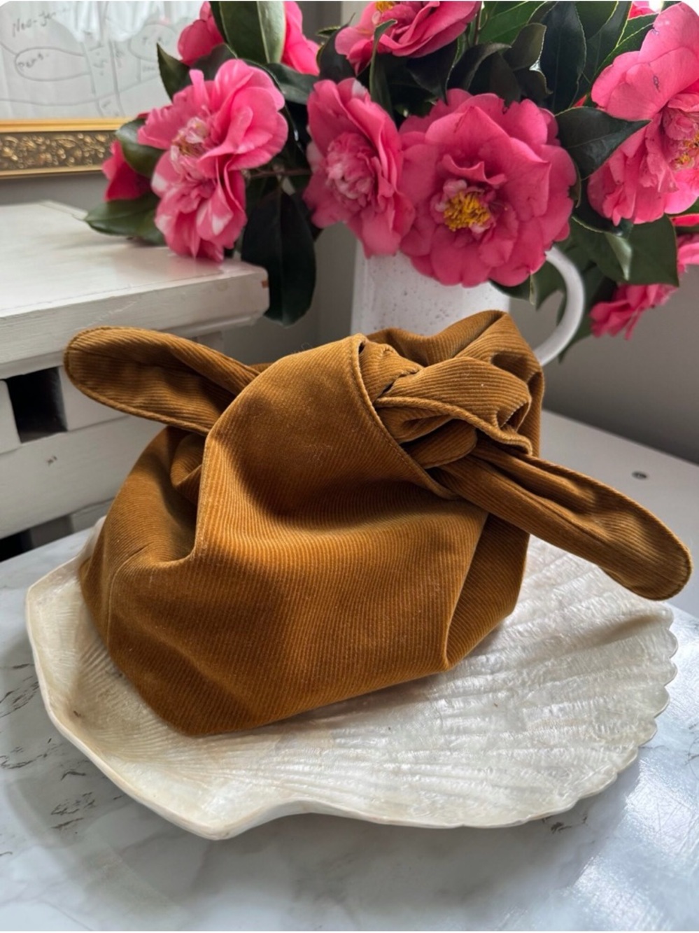 MERIT Beauty Corduroy Makeup Bag Tan Cosmetic Pouch Travel Toiletry Case